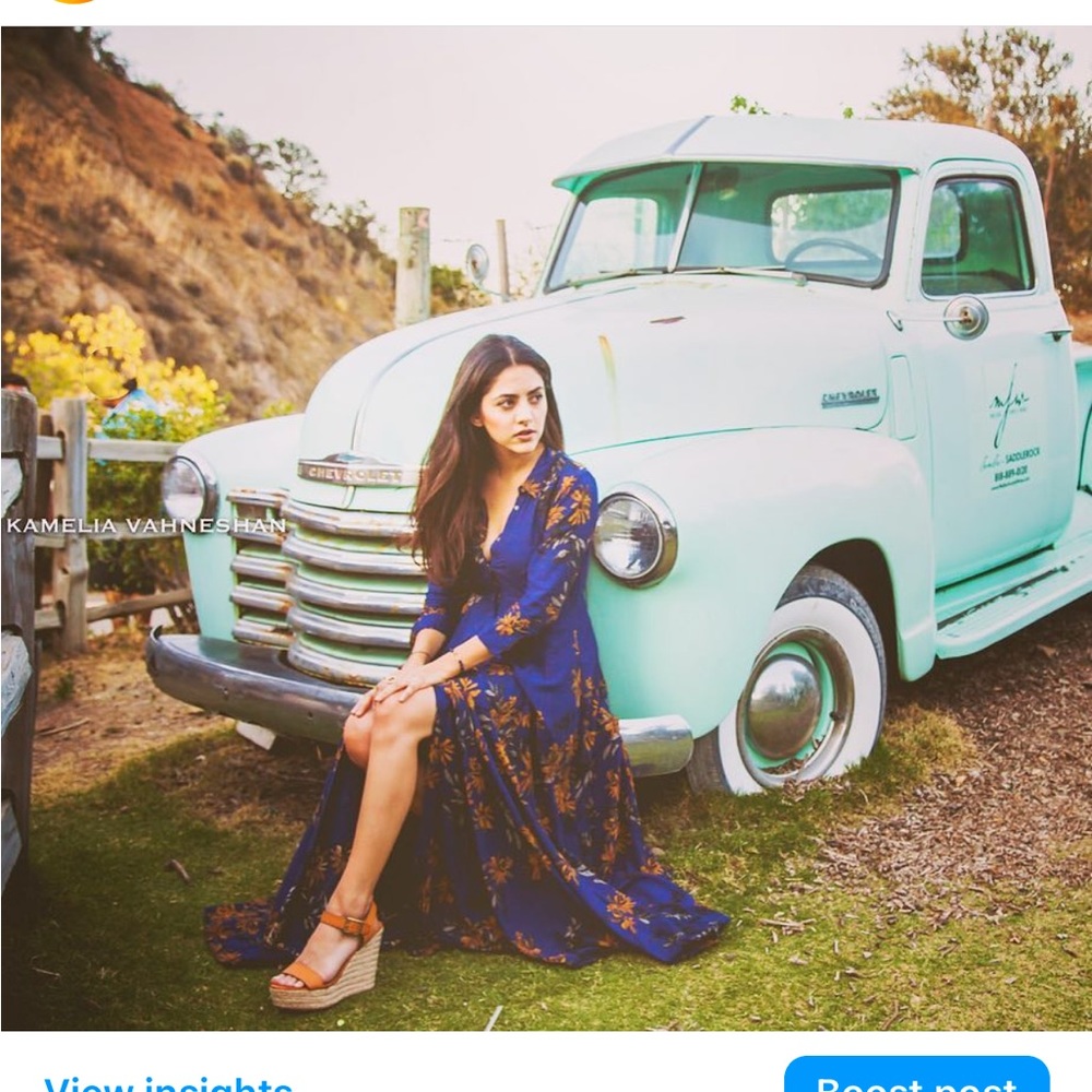 Women’s Maxi Dress in Royal Blue with Floral Print